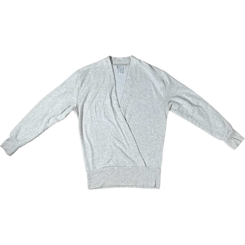 Athleta Wrap V-Neck Sweater Heather Khaki Size XXS